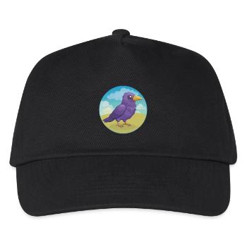 Crow mignon Kawaii dessin animé Clipart Animal de compagnie - Casquette de baseball Enfant - noir - Devant
