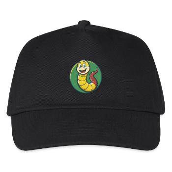 Regenwurm Niedlich Kawaii Cartoon Clipart Haustier Tier - Kinder Basecap - Schwarz - Vorne