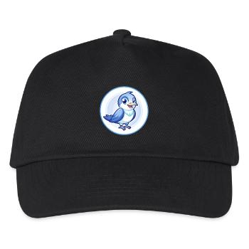 Coucou Oiseau Bleu Kawaii Dessin Animé Personnage Clipart - Casquette de baseball Enfant - noir - Devant