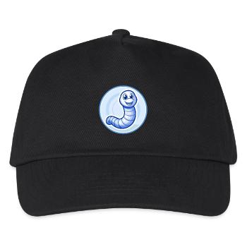 Regenwurm Blau Kawaii Cartoon Figur Clipart - Kinder Basecap - Schwarz - Vorne