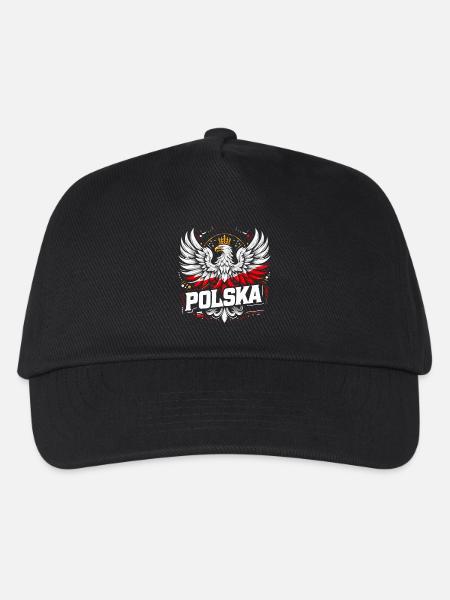 Polen Polska polnisch rot weiß Adler Krone Geschen - Kinder Basecap - Schwarz