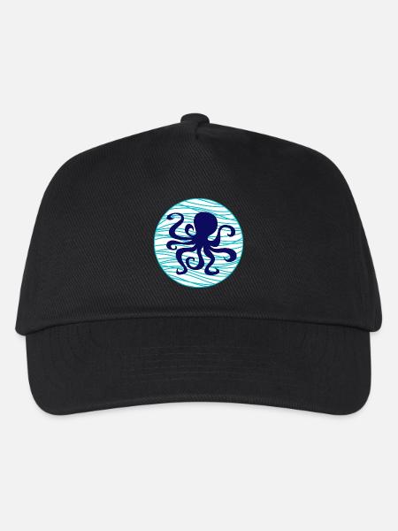 Oktopus Wasser Tintenfisch Wellen See Meer maritim - Kinder Basecap - Schwarz