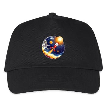 Rakete, Astronaut, UFO und Planeten im All. - Kinder Basecap - Schwarz - Vorne