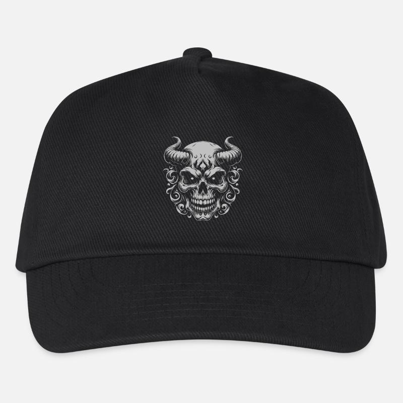 Dämonischer Hornschädel Ornament - Kinder Basecap - Schwarz