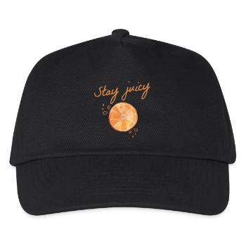 Stay juicy halbe Orange Saft fruchtig Sommer Farbe - Kinder Basecap - Schwarz - Vorne
