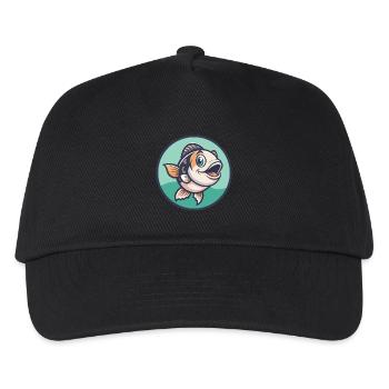 Fisch Kawaii Cartoon Figur Tier Haustier Gesicht - Kinder Basecap - Schwarz - Vorne