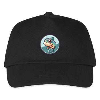 Chamäleon Kawaii Cartoon Figur Tier Haustier Gesicht - Kinder Basecap - Schwarz - Vorne