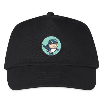 Wal Kawaii Cartoon Figur Tier Haustier Gesicht - Kinder Basecap - Schwarz - Vorne