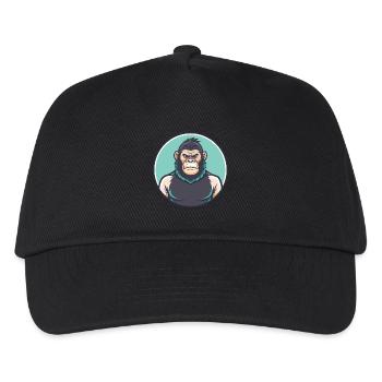 Gorilla Kawaii Cartoon Figur Tier Haustier Gesicht - Kinder Basecap - Schwarz - Vorne