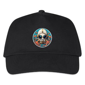 Diving helmet with fish and octopus at the bottom of the sea - Kids’ Baseball Cap - black - Front