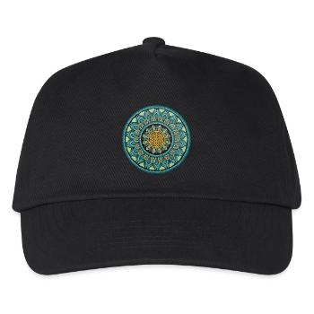Flower of Life | Sacred Geometry | Blue and Gold - Kids’ Baseball Cap - black - Front