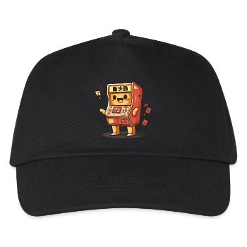 Lachender Spielautomat - Game Station T-Shirt - Kinder Basecap - Schwarz - Vorne