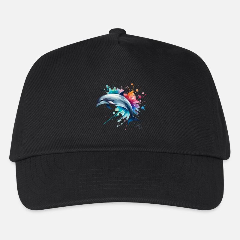 Lebendiger Delfin in Aquarell, Ozean - Kinder Basecap - Schwarz