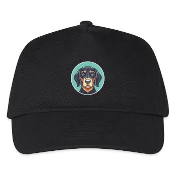 Austrian Black And Tan Hound Dog Breed Cartoon Pet - Kids’ Baseball Cap - black - Front