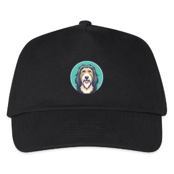 Bärtiger Collie Hund Rasse Cartoon Kawaii Clipart - Kinder Basecap - Schwarz - Vorne