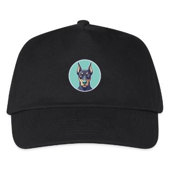 Doberman Pinscher Dog Breed Cartoon Kawaii Clipart - Kids’ Baseball Cap - black - Front
