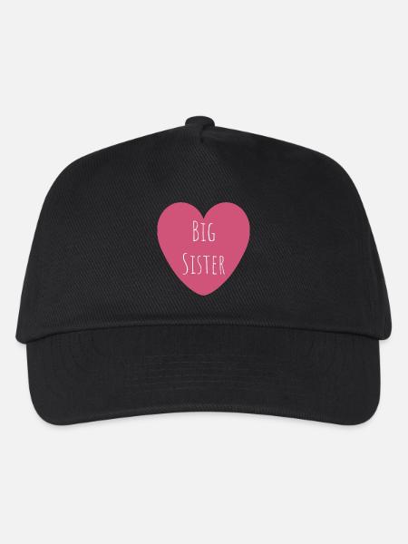 Große Schwester | Rosa Herz | Mädchen Geschenk - Kinder Basecap - Schwarz
