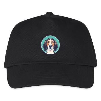 Dessin animé kawaii de race de chien Treeing Walker Coonhound - Casquette de baseball Enfant - noir - Devant