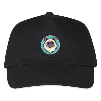 Himalaya-Katzenrasse Karikatur Kawaii Tier Haustier - Kinder Basecap - Schwarz - Vorne