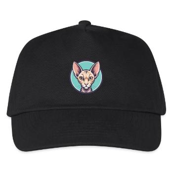 Orientalische Katzenrasse Karikatur Kawaii Tier Haustier - Kinder Basecap - Schwarz - Vorne