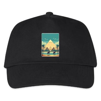 Cairo Egypt Great Pyramids Of Giza Travel Poster - Kids’ Baseball Cap - black - Front
