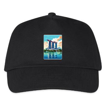 Marina Bay Sands Singapur Reiseposter Souvenir - Kinder Basecap - Schwarz - Vorne