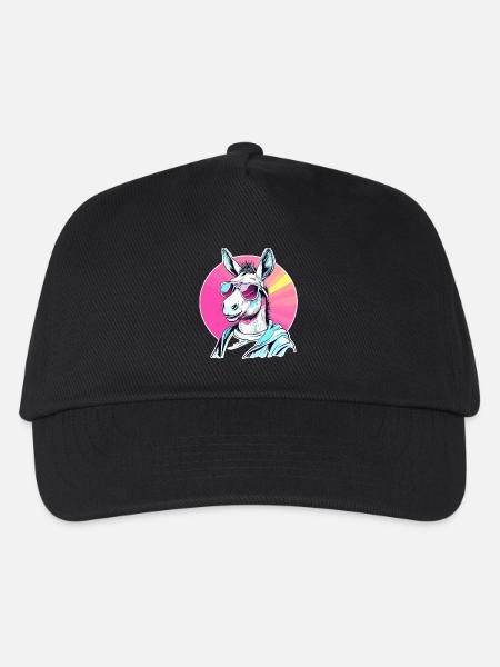 Pop Art Esel mit Sonnenbrille Hoodie - Kinder Basecap - Schwarz