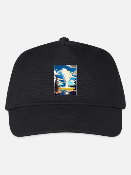 Yellowstone Nationalpark Reiseplakat Souvenir - Kinder Basecap - Schwarz