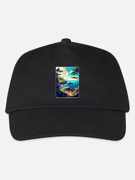 Acadia Nationalpark Reiseposter Souvenir WPA - Kinder Basecap - Schwarz