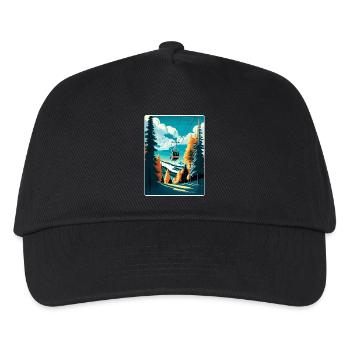 Kitzbühel Ski Österreich Reiseposter Souvenir WPA - Kinder Basecap - Schwarz - Vorne