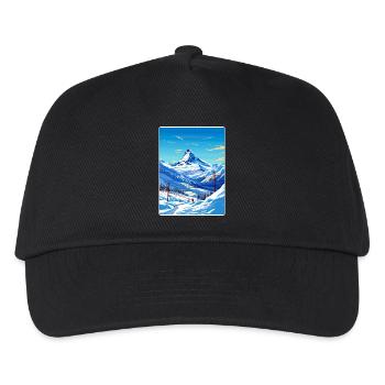 Zermatt Ski Skiing Travel Poster Souvenir Paint WP - Kids’ Baseball Cap - black - Front