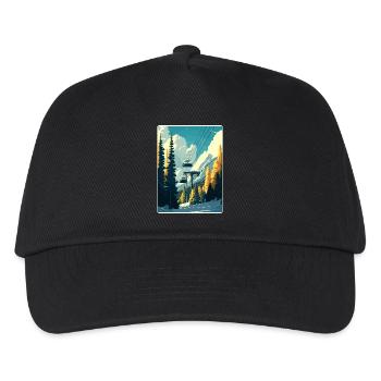 Aspen Ski Skiing Travel Poster Souvenir Paint WPA - Kids’ Baseball Cap - black - Front
