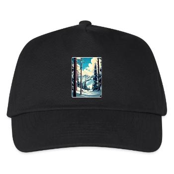 Aspen Ski Skiing Travel Poster Souvenir Paint WPA - Kids’ Baseball Cap - black - Front