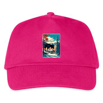 Aspen Ski Skifahren Reise Poster Souvenir Farbe WPA - Kinder Basecap - Fuchsia - Vorne