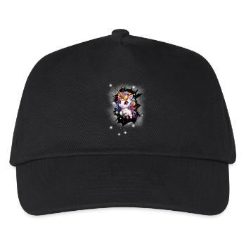 Einhorn Einhörner Fabelwesen Fabeltiere Kind Baby - Kinder Basecap - Schwarz - Vorne