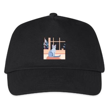 Blue Cat by Window Afternoon - Kids’ Baseball Cap - black - Front