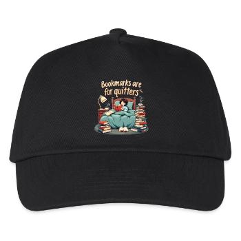Leseratte Bücherwurm an einem Bücherregal - Kinder Basecap - Schwarz - Vorne