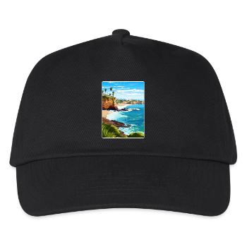 Corona Del Mar California Travel Poster Souvenir - Kids’ Baseball Cap - black - Front