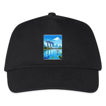 Marina Bay Sands Singapur Reiseposter Souvenir - Kinder Basecap - Schwarz - Vorne