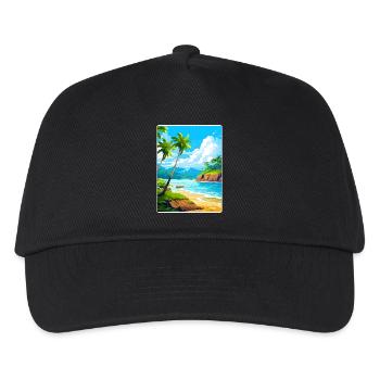 Dominikanische Republik Karibik Reise Posterkarte - Kinder Basecap - Schwarz - Vorne