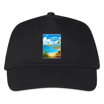 Antigua and Barbuda Caribbean Travel Poster Card - Kids’ Baseball Cap - black - Front