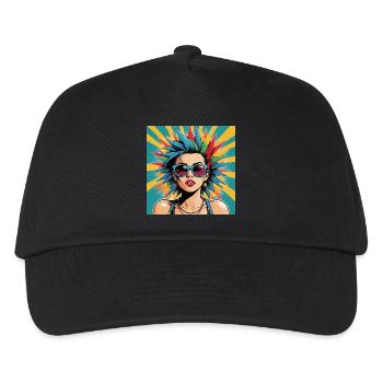 Punk Girl Nancy mit Sonnenbrille Rock HipHop Musik - Kinder Basecap - Schwarz - Vorne
