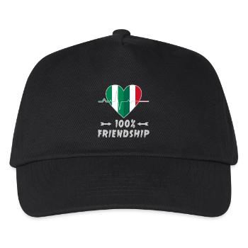 Nigeria und Italien 100% Freundschaft - Kinder Basecap - Schwarz - Vorne