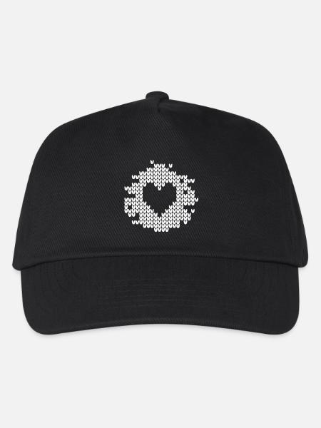 Heart Knitting Pattern Snow Christmas Xmas Love - Kids’ Baseball Cap - black