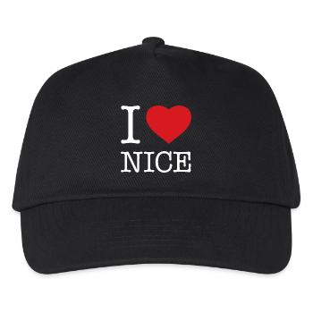 I LOVE NICE Nizza France Frankreich - Kinder Basecap - Schwarz - Vorne