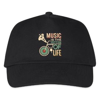 Musik ist der Rhythmus des Lebens - Kinder Basecap - Schwarz - Vorne