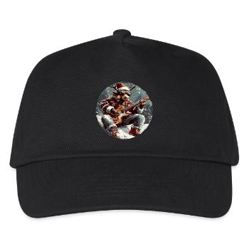 Moose Christmas Rocker Guitar - Kids’ Baseball Cap - black - Front