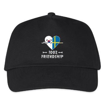 Südkorea und Schweden 100% Freundschaft - Kinder Basecap - Schwarz - Vorne