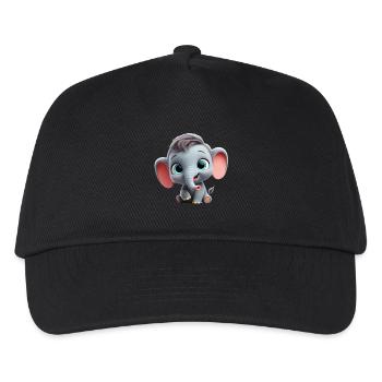 Pixar-Style Cartoon Elephant - Kinder Basecap - Schwarz - Vorne