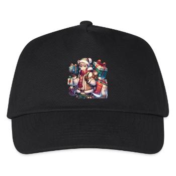 Winterliches Manga Geschenk-Design für Weihnachten - Kinder Basecap - Schwarz - Vorne